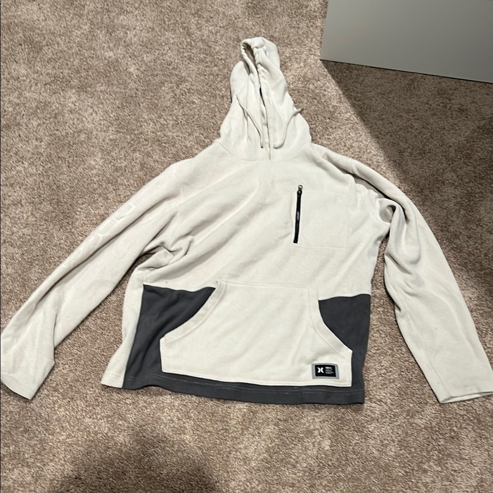 X Hoodie with Front Pocket - Light Gray and Dark Gray